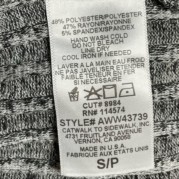 Pleione Twisted Front Grey Ribbed Tee Shirt Sz S - Picture 6 of 6